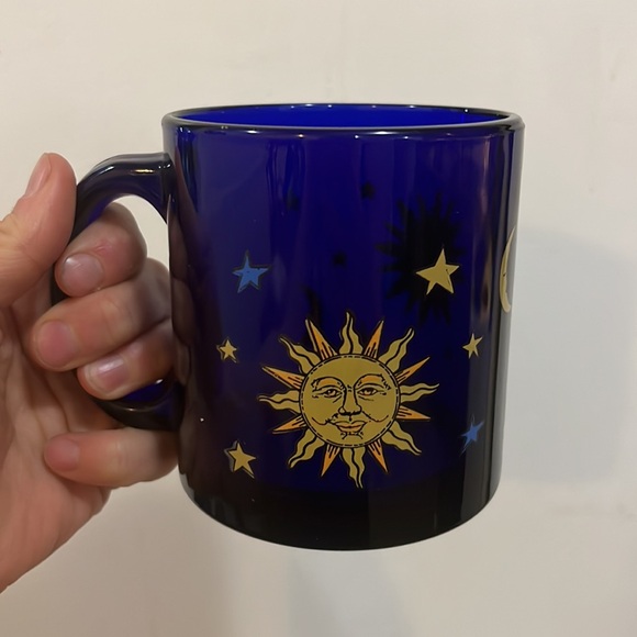 Celestial Libby Moon & Stars Blue Glass Mug - Picture 3 of 6